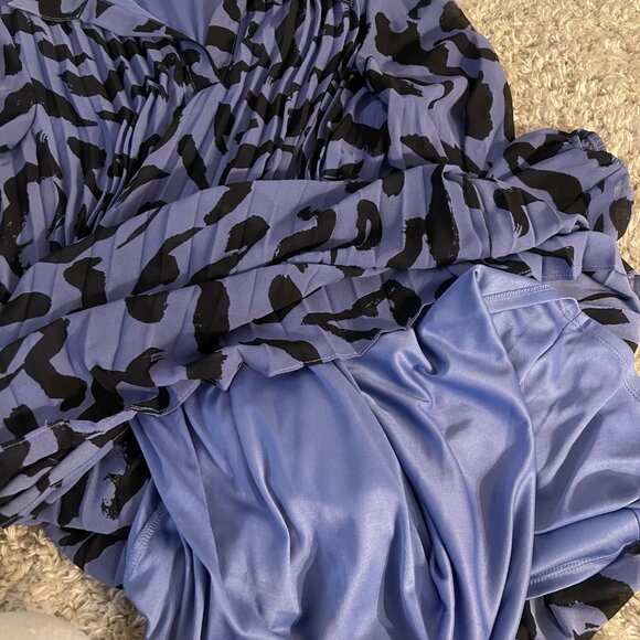 Nine West Abstract Pleated Blue Dress XL NWOT - Picture 7 of 7